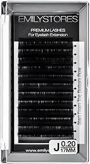 EMILYSTORES Eyelash Extensions 0.20mm Thickness J Curl Length 17mm Silk Mink Fake Eye Lashes In One Tray