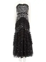 Black Tulle Sequin Embroidered Dress