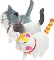 CIMAXIC 3pcs Cat Shaped Cake Decoration Adorable Birthday Cake Ornament for Parties Figurines Grey Tail Gradient for Celebrations