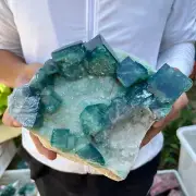 10.1lb NATURAL Green Cube FLUORITE Quartz Crystal Cluster Mineral Specimen heali
