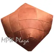 MPW Plaza ZigZag Pouf, Sand, Moroccan Leather Ottoman (Un-Stuffed)
