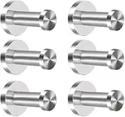 Robe Hook KINDPMA 6pcs 304 Stainless Steel Coat Hooks Wall-Mount Door Hooks Chrome Cylinder Towel Hook Heavy Duty Brushed Nickel Dressing Gown Hooks for Doors Bathroom Lavatory Closets(2inch/5cm)