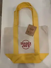 BRAND NEW TRADER JOES CANVAS MINI TOTE BAG YELLOW COLOR