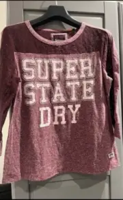 Ladies Superdry Pink Top Long Sleeved Size Uk12