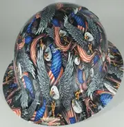 New Full Brim Hard Hat Custom Hydro Dipped BALD EAGLE FLAGS. Free Shipping