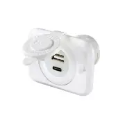 Narva Heavy-Duty USB-A and USB-C Single Socket with White Housing