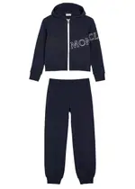 Moncler Kids Logo Print Cotton Tracksuit , Tracksuit, Printed - Navy - 14 Years 14 years