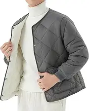 [JEShifangjiusu] Men's Casual Windproof Jacket Quilted Puffer Coat Windbreaker Lightweight Sportswear, Dark Gray, L
