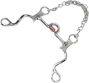 Natudeco 120 mm Horse Mouth Bit Horses Loose Rings Stainless Steel Horse Bit Horse Mouth with Chain Wear-resistant Horse Snaffle Bit Farm Horse Training Equipment