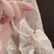 Fashion Korean Peach Pendant Bracelet Elegant Baroque Pearl Chain Bracelet CR