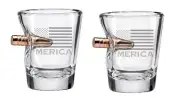 Original BenShot Bulletproof 'Merica Shot Glass w/ Real 308 Bullet ~ 2 PACK