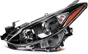 Headlight Assembly Fit with 2014-2016 for Mazda 3 Sport Clear Lens Black Chrome Housing Left BPW1510L0 MA2518168