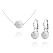 Silver & Grey Pearl Pendant Necklace Jewellery Set