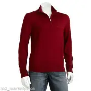 NEW APT. 9 Mens Polo 1/4 Zip Knit Collar Pullover Sweater Top Wool Bld Red S NWT