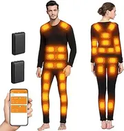 [IMYOGI] Cozy Heated Underwears Set, 32 Zones Electric Thermal Baselayer Shirt and Pant 3 Gear Temperature App Control for Man Woman