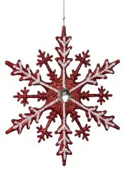 Red & White Snowflake & Jewel Centre 20cm