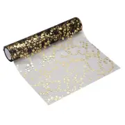 Black Gold Table Runner Roll, 11" x 30 Feet Sequin Foil Metallic Table Runner