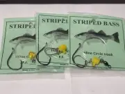 3 USA MADE Chunk Rigs w/Braid Fish Finder Striped Bass 5/0 Inline Circle Hook