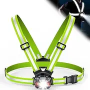 ISEYOU Running Light, 500 Lumens Running Night Light and USB Charging, 6 Light Modes, 45° Adjustable, IPX4 Waterproof, with Reflective Double Straps for Running, Hiking,