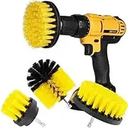 Original Attachments 3 Pack kit Medium- Yellow All Purpose Cleaner Scrubbing Brushes for Bathroom Surface, Grout, Tub, Shower, Kitchen, Auto,Boat,RV
