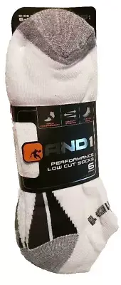 6-Pair AND1 Men's Shoe Size 6-12.5 White Performance Low Cut Socks AN3343001