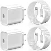 (2 Pack) 20W USB-C Wall Fast Charger Adapter with 2M USB C to Lightning Cable for iPhone 14/13/12/11 Pro Max/XS/XR/X/SE/iPad