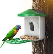Bird Feeder Smart Camera Live Viewing Wi-Fi Smartphone App Wireless Access Solar Powered 24/7 Rechargeable Outdoor Motion Detection Sensor