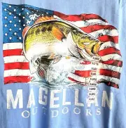 Magellan Men’s Fish Graphic T Shirt Blue Short Sleeve USA Flag Size XL