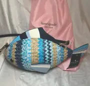 NWT Kate Spade What A Catch 3D Fish Crossbody Fish Straw Purse w dust Bag Blue