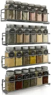 Spice Rack Organizer for Cabinets or Wall Mounts Space Saving Set of 4 Hanging