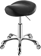 Saddle Stool Rolling Chair,Ergonomic Rolling Stool with Wheels,Adjustable Height and Soft Comfortable Cushion for Home Office Salon Shop