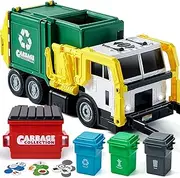 JOYIN 16" Large Garbage Truck Toys for Boys, Realistic Trash Truck Toy with Trash Can Lifter and Dumping Function, Garbage Sorting Cards for Preschoolers, Toy Truck for Boy Age 3 4 5 Years Old