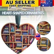 Book Lovers Heart Shaped Bookshelf Pendant Mini Christmas Ornament VP