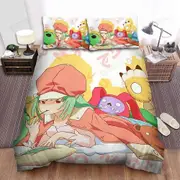 v1934 Bed Sheets Monogatari Series Sengoku Nadeko Quilt Duvet Cover Set Queen Doona Cover Bedding3-Piece Bedding Set (1 Duvet Cover + 2 Pillow Shams)