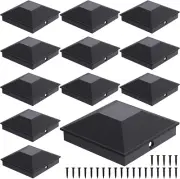 4X4 Post Caps Black(Actual 3.5" X 3.5"), 12 Pack Fence Post Caps with 24 Screws