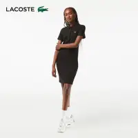 在飛比找momo購物網優惠-【LACOSTE】女裝-有機棉Polo領短袖洋裝(黑色)