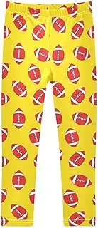 [Joisal] Classic Footballs Yellow Leggings Girls, Comfy for Dance Leggings for Girls, 4-10T
