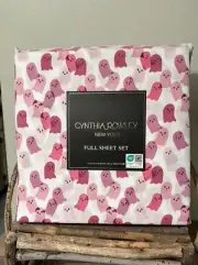 CYNTHIA ROWLEY PINK GHOSTS FULL SIZE HALLOWEEN SHEET SET