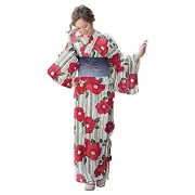 Women's Yukata Single Item White Tsubaki Adult Cute Fashionable Kimono [NEW]