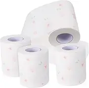CHILDWEET 4 Rolls Decorative Flower Printed Toilet Paper Bath Tissues Roll for Home Travel and Office Highly Absorbent Safe for Septic Systems Eye Catching Design