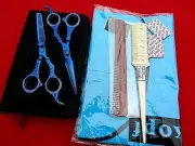 2 x 6" Hairdressing & Hair Cutting Thinning Scissors+Razor Comb (6.5"FULL)/Apron
