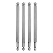 4pcs Ball End Hex Screwdriver Bit 8mm (H8.0) Magnetic Tip 1/4" Hex Shank 6"