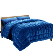 Giselle Bedding Faux Mink Quilt Blue Super King