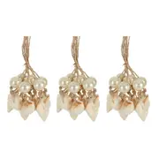 3x Belle Salt Shell Short Garland w/ Jute String 25cm Wall Hanging Decor White