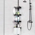 Corner Shower Caddy Tension Pole-LUXURY Model-Adjustable Baskets 4-Tier Bath ...