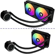 Water Cooling CPU Cooler 120 240 mm Compatible with RGB Fan Liquid Heatsink Integrated Radiator LGA 2066/2011/1151/1155/AM3+/AM4(ACSE240,Black)