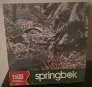 New Sealed 1500 Piece Springbok Winter Puzzle "Nature's Crossing"