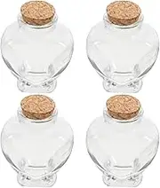 Cabilock 4pcs Mini Glass Bottle Heart Shaped Glass Wish Bottles with Cork Lids, 5.6oz Keepsake Jars for Wedding Favours, Honeymoon Sand Memory Jars, Assorted Colors, Ideal for Home Decor and