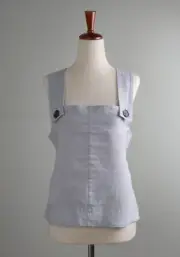 EVERLANE NWT $78 Apron 100% Linen Adjustable Strap Tank Top in Blue Gray Size 4