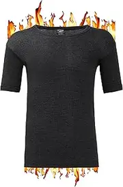 [ZRWASKA] Mens Thermal Underwear Vests Long Sleeve Tops, Thermal T-Shirt Short Sleeve Warm Underlayer Winter Thermals Base Layer Clothing Men Vest Top Size S-XXL